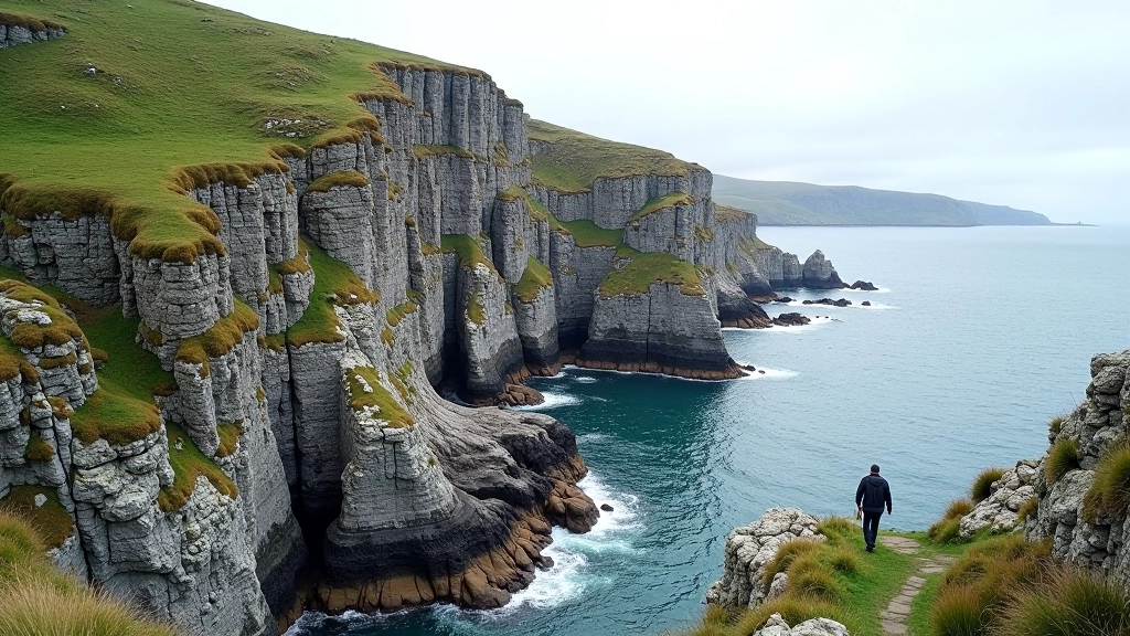 Geological rock formations and layered stone cliffs showing mining area geology